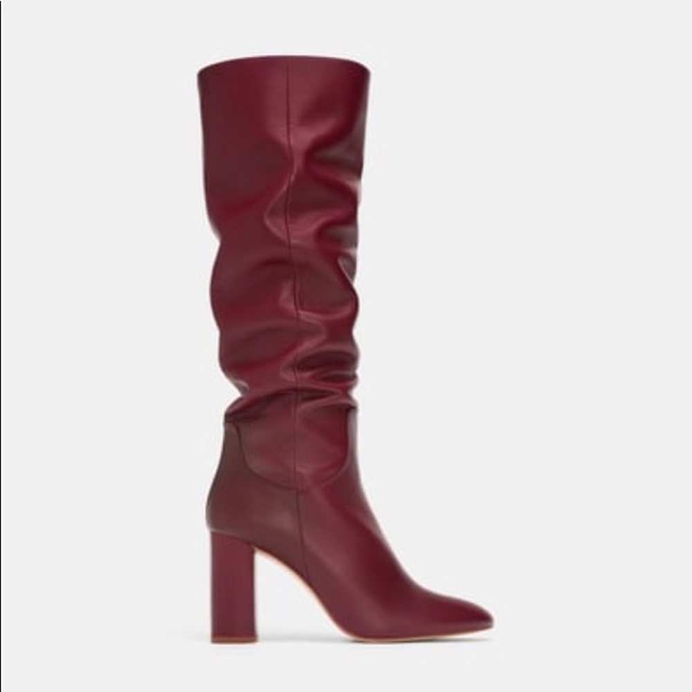 Zara high heeled leather boots